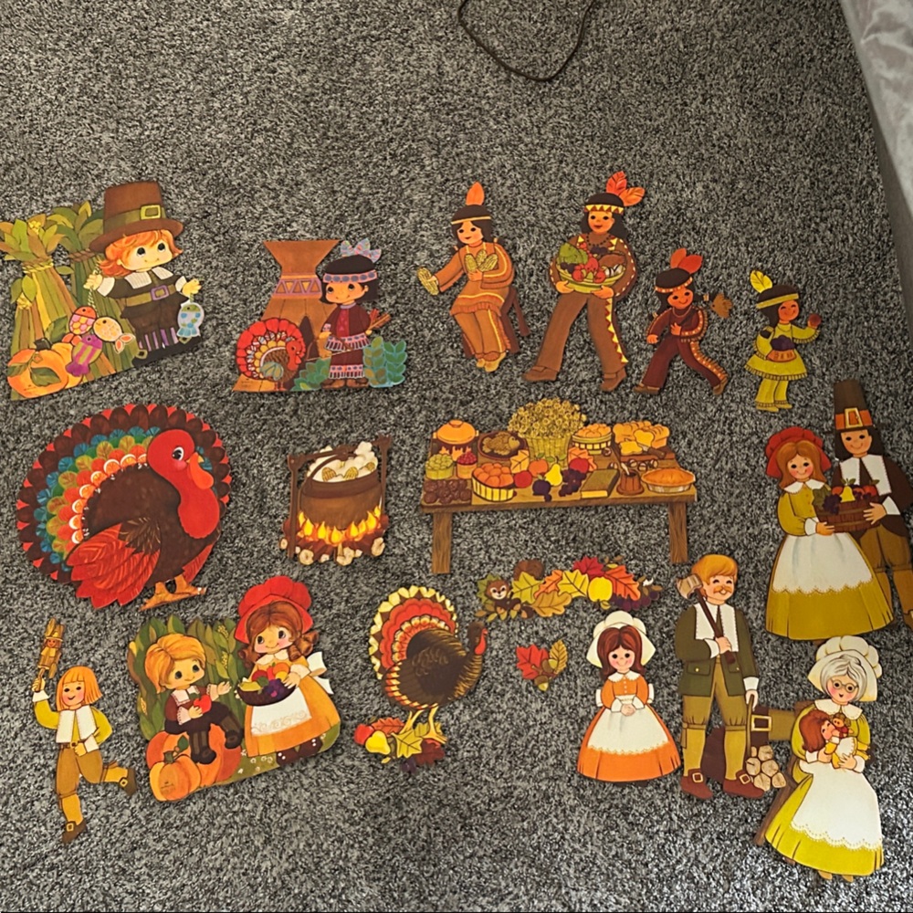 Vintage Hallmark Thanksgiving Die Cuts, Lot of 18 pieces